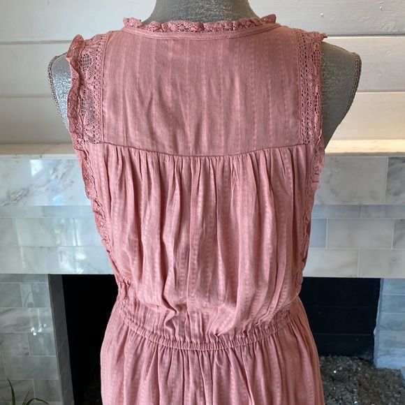 Lucky Brand Pink Lacey Ruffled Tiered Boho Peasant Dress Size Small - Picture 10 of 15